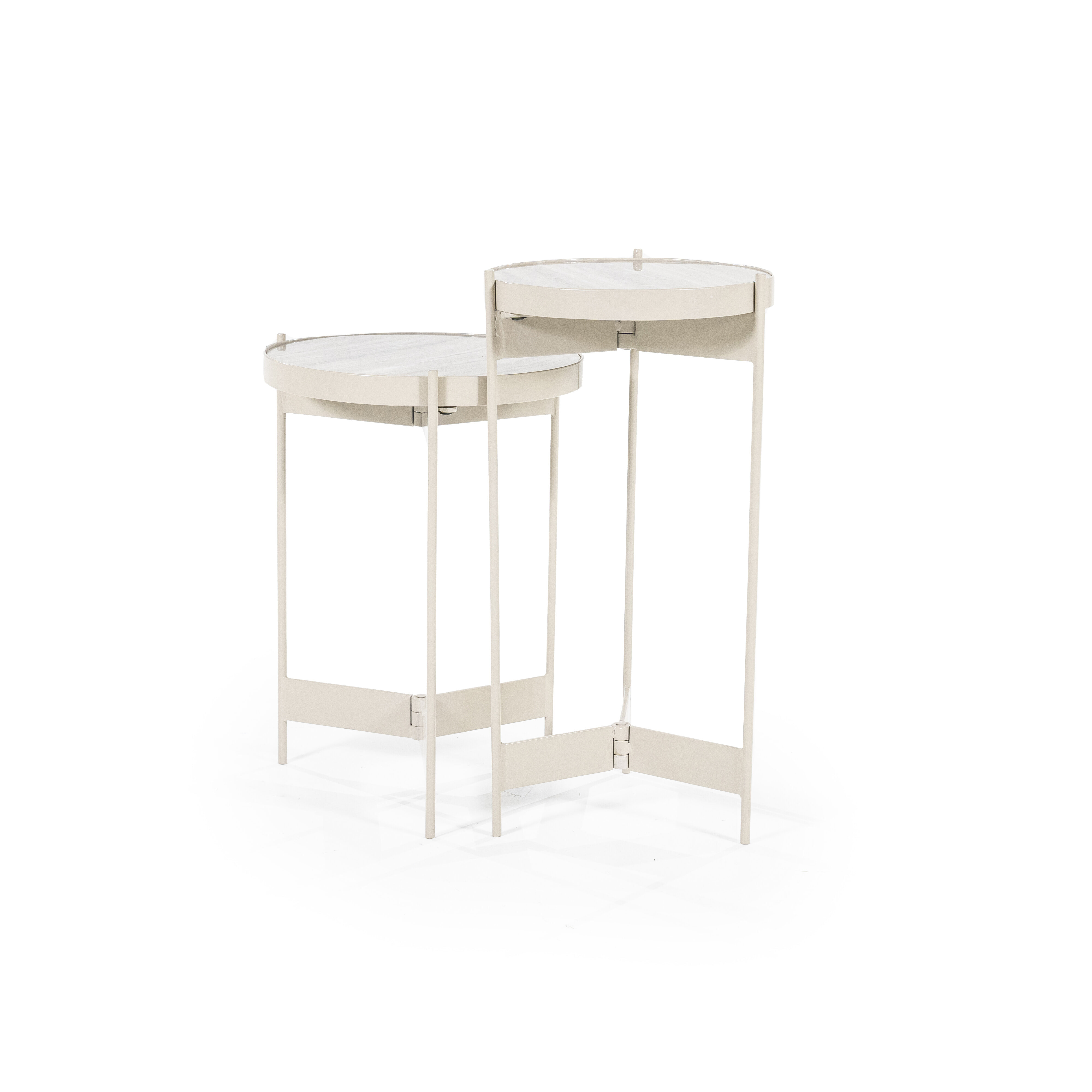 By-Boo Bijzettafel Sib Set van 2 stuks - Beige - Rond