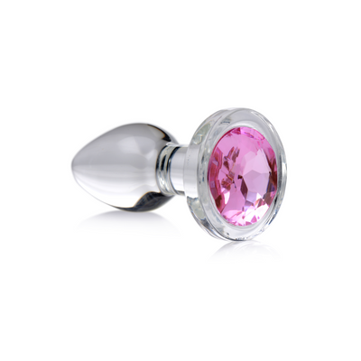 XR Brands Pink Gem - Glass Anal Plug - Small