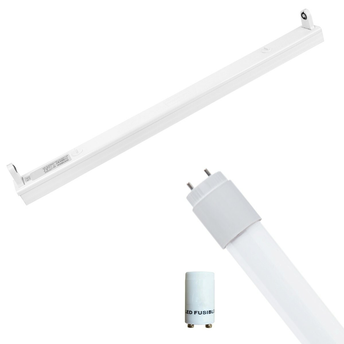 LED TL Armatuur met T8 Buis Incl. Starter - Aigi Dybolo - 60cm Enkel - 8W - Natuurlijk Wit 4200K - Beschermingsgraad IP20