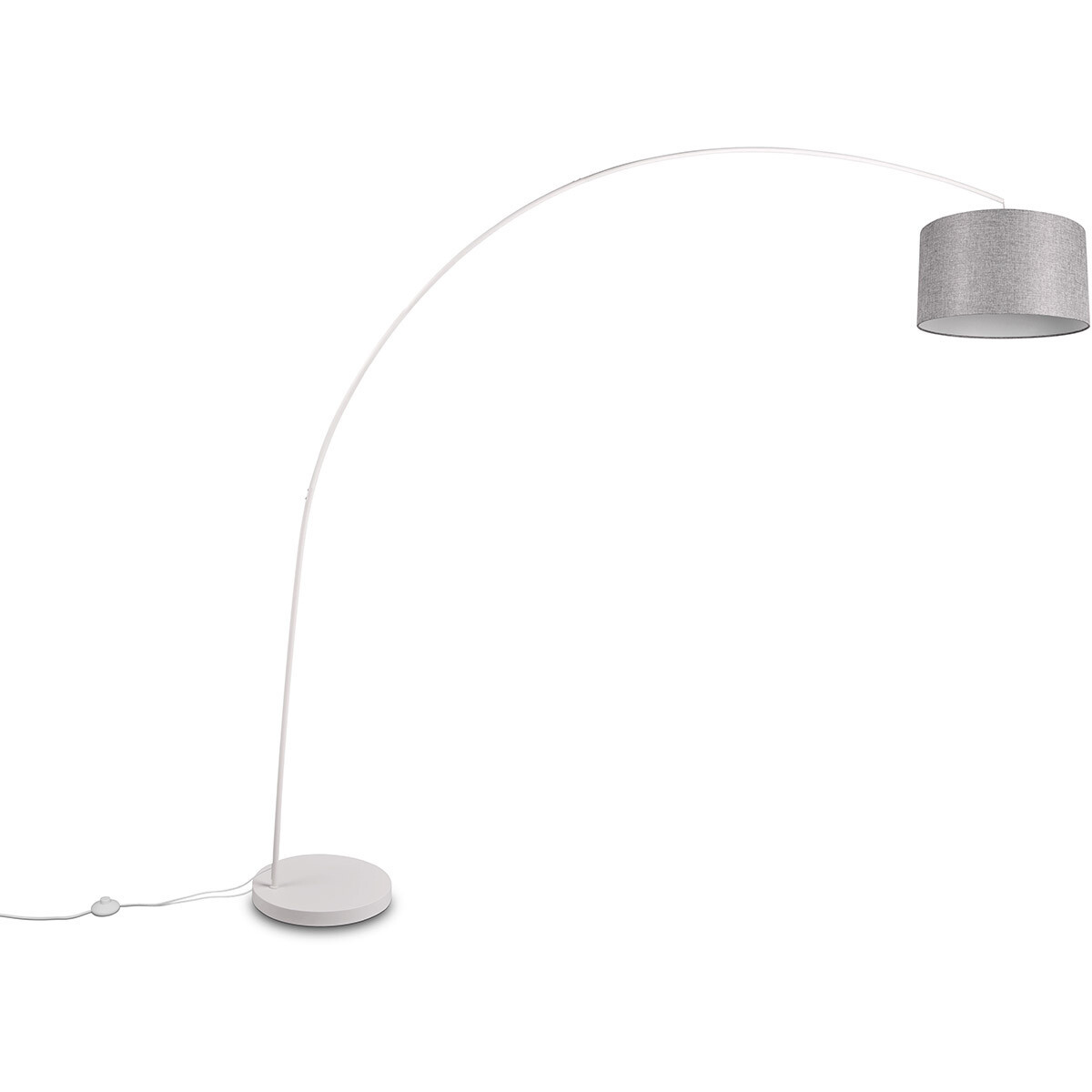 LED Vloerlamp - Trion Yavas - E27 Fitting - Voetschakelaar - Rond - Mat Wit - Metaal