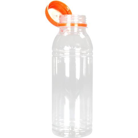 Fles | petfles | Gerecycled PET | met vaste dop | 330ml | transparant/oranje | 180 stuks