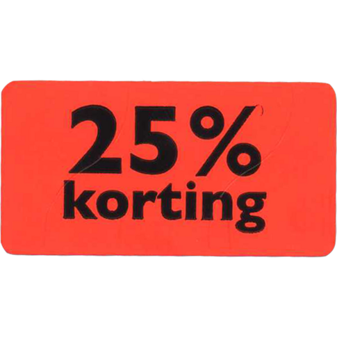 Etiket | Reclame-etiket | papier | 25% korting | permanent | 47x25mm | fluor/rood | rol à 1000 stuks