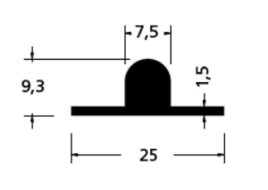 Roval schuifdeurprofiel - aluminium - 25 mm - 5000 mm