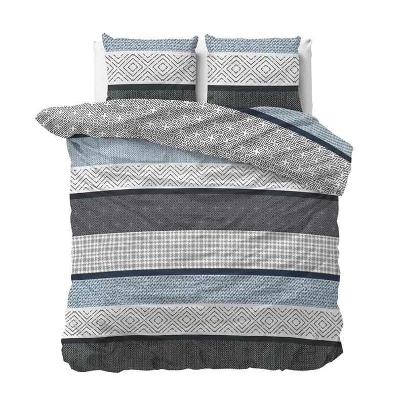 Dekbedovertrek Maurice - Lits-Jumeaux (240x220 cm) - Blauw Polyester-katoen - Dessin: Patroon - Sleeptime - Dekbed-Discounter.nl