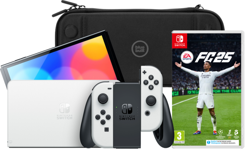 Nintendo Switch OLED Wit + EA Sports FC 25 + BlueBuilt Beschermhoes