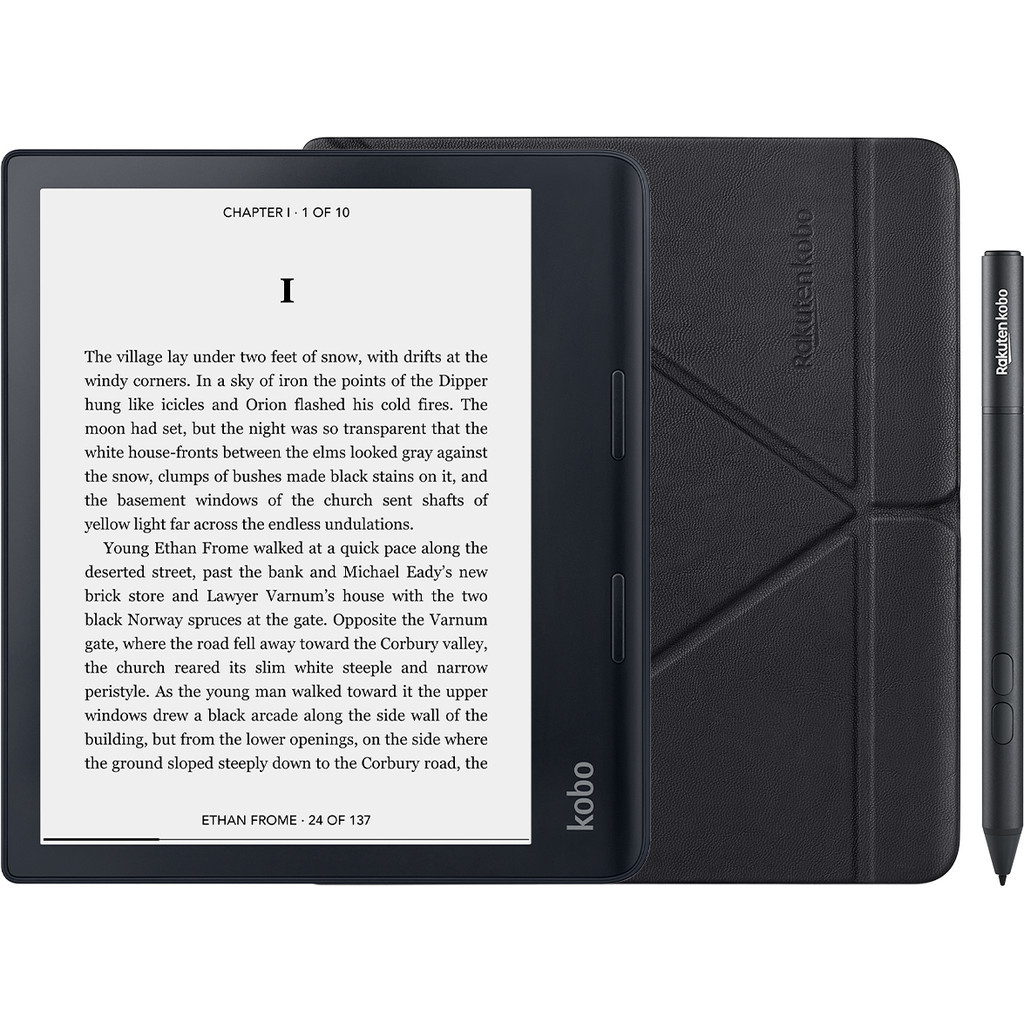 Kobo Sage + Kobo Sleep Cover Zwart + Kobo Stylus