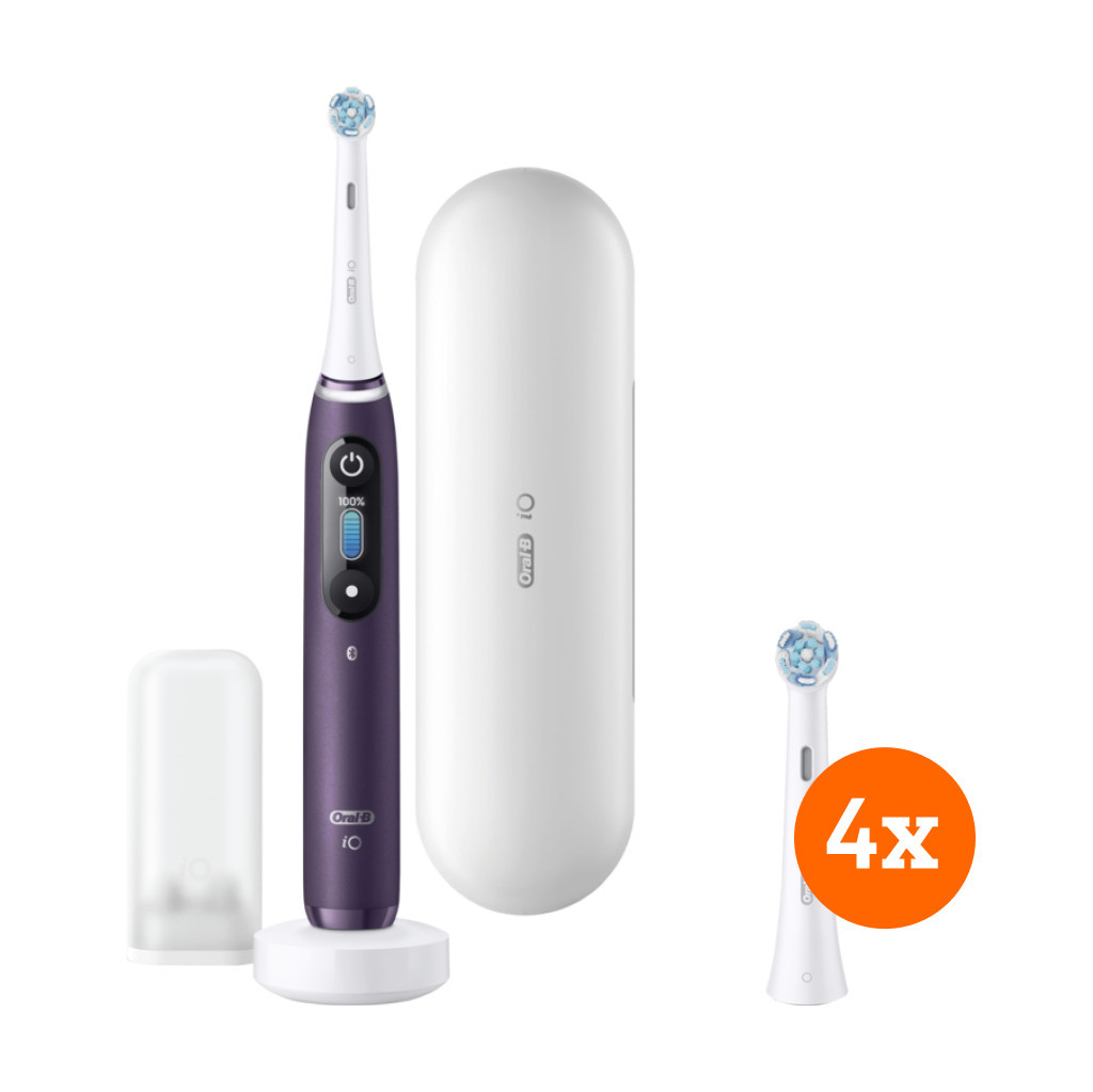 Oral-B iO - 8n Paars + iO Ultimate Clean opzetborstels (4 stuks)