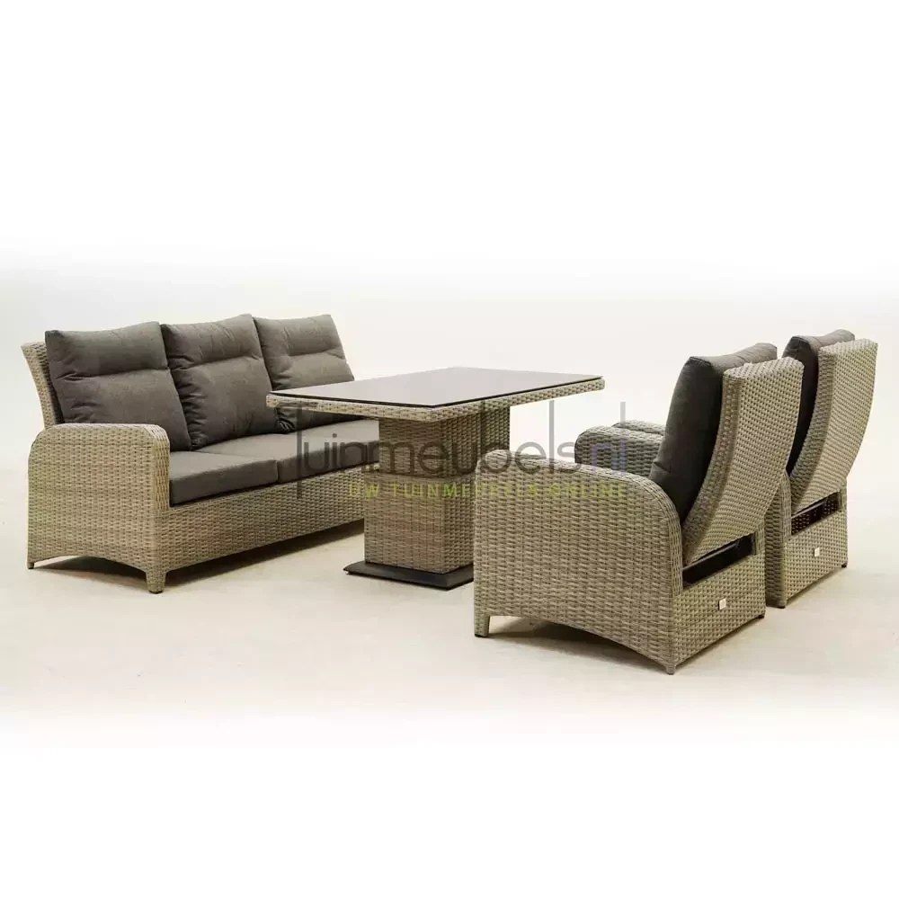 Loungeset Soho Brick met verstelbare salontafel