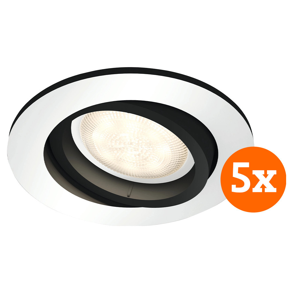 Philips Hue Milliskin inbouwspot White Ambiance rond Aluminium 5-pack