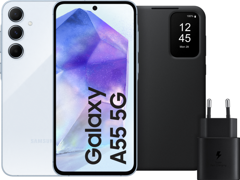 Samsung Galaxy A55 256GB Lichtblauw 5G + Accessoirepakket