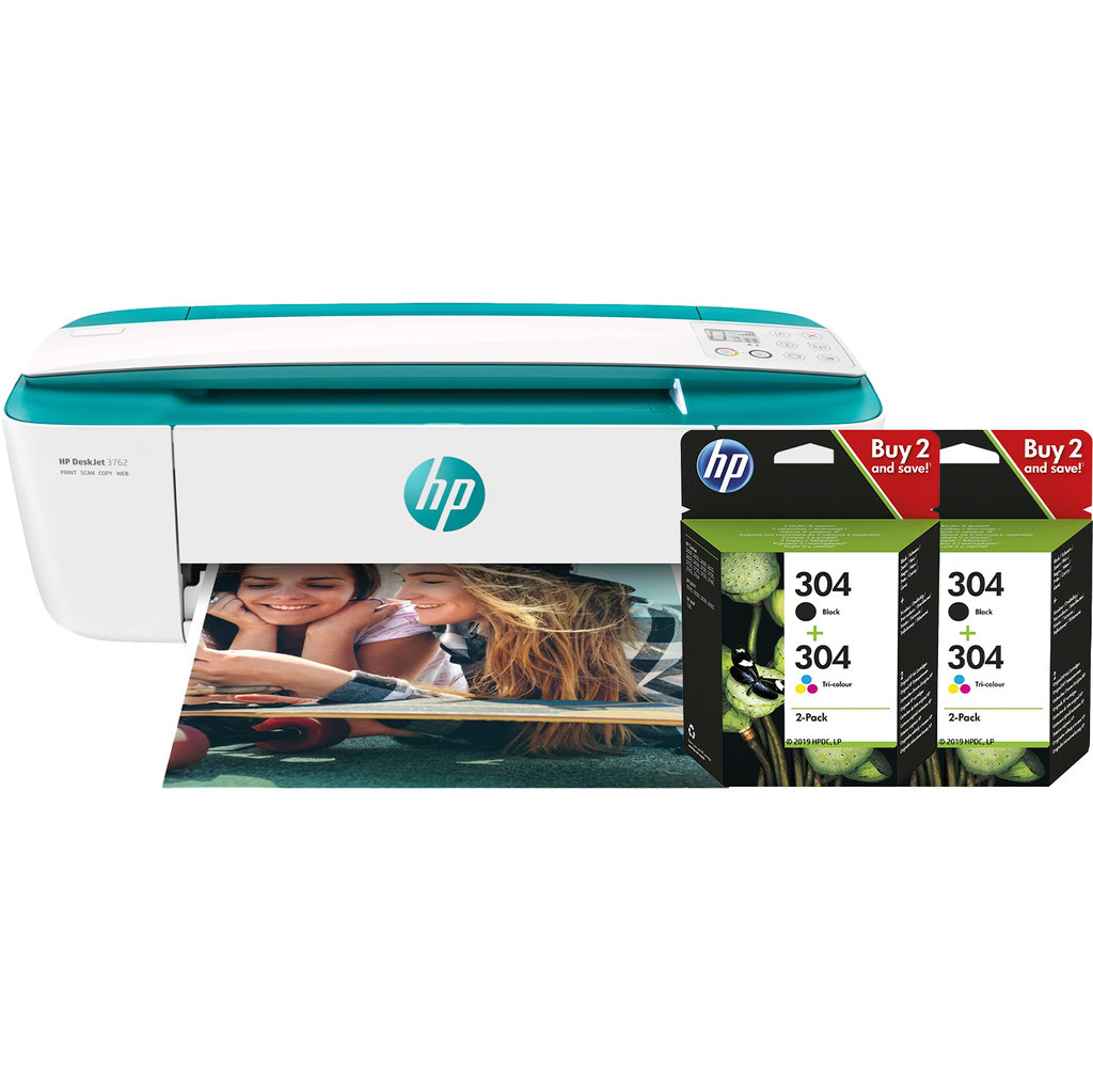 HP Deskjet 3762 + 2 sets extra inkt