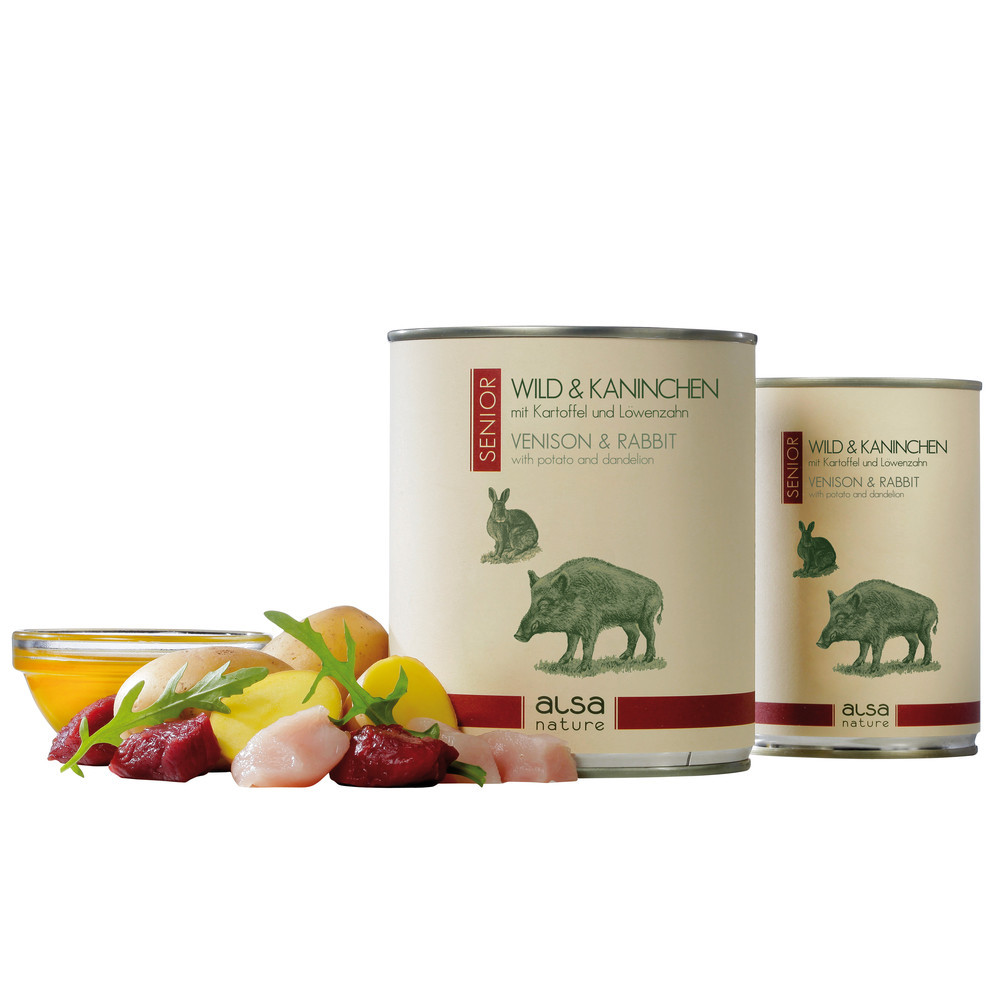 alsa-nature Senior Wild & Konijn met aardappel & paardebloem, 800 g, Aantal: 12 x 800 g