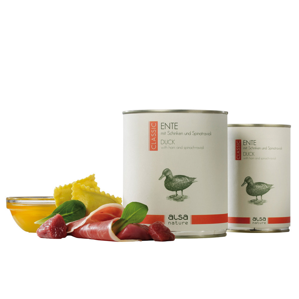 alsa-nature Eend met ham en spinazie ravioli, 400 g, Aantal: 12 x 400 g