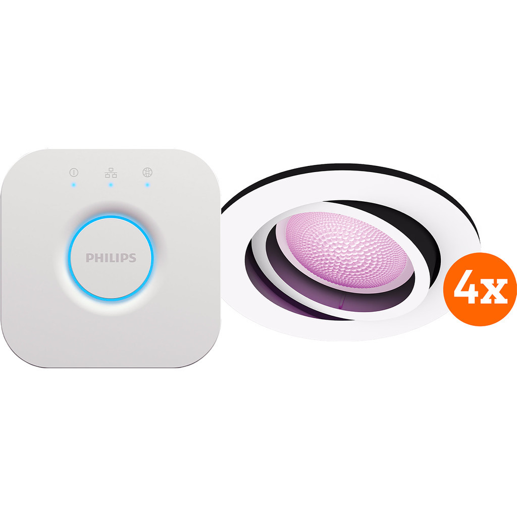 Philips Hue Centura inbouwspot White & Color rond Wit 4-pack + bridge