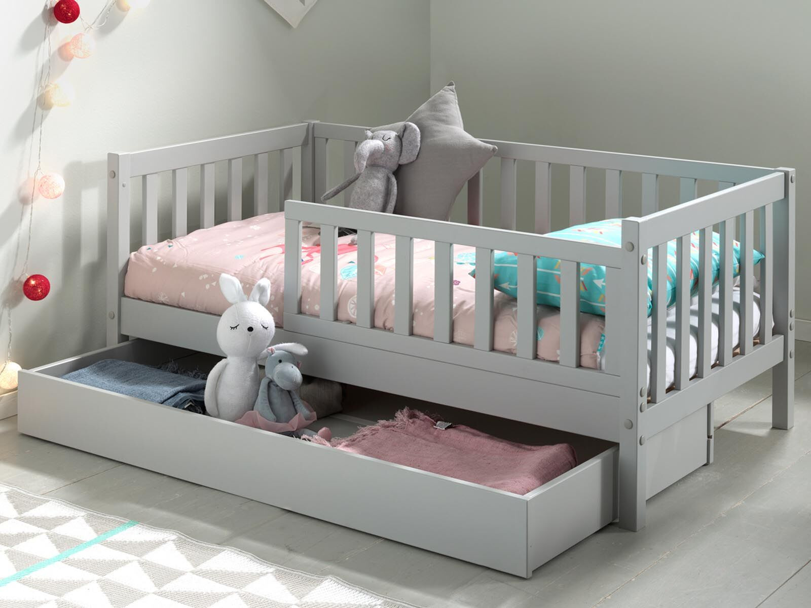 Kinderbed TEDDY 70x140 cm grijs met lade