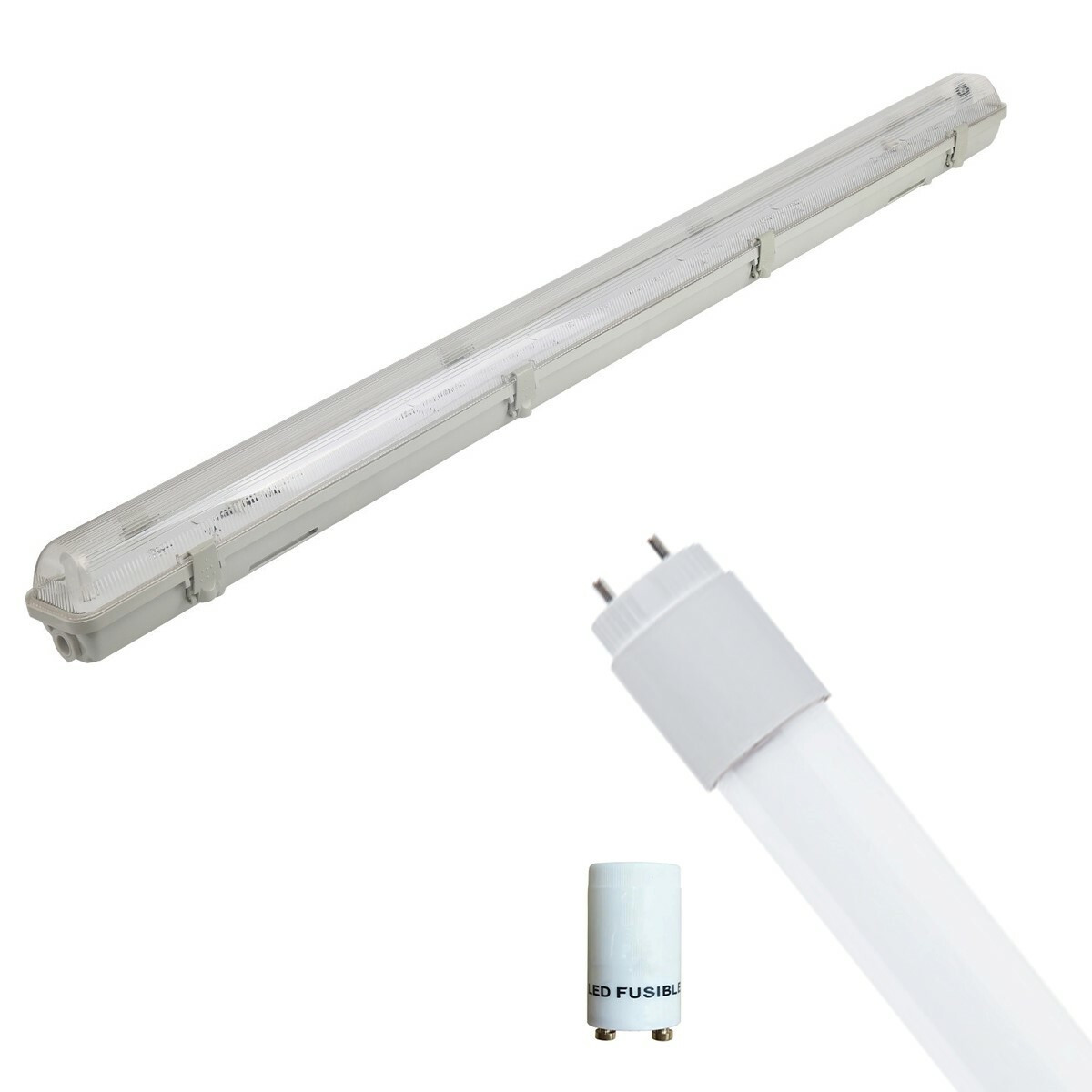 LED TL Armatuur met T8 Buis Incl. Starter - Aigi Hari - 150cm Enkel - 22W - Helder/Koud Wit 6400K - Waterdicht IP65