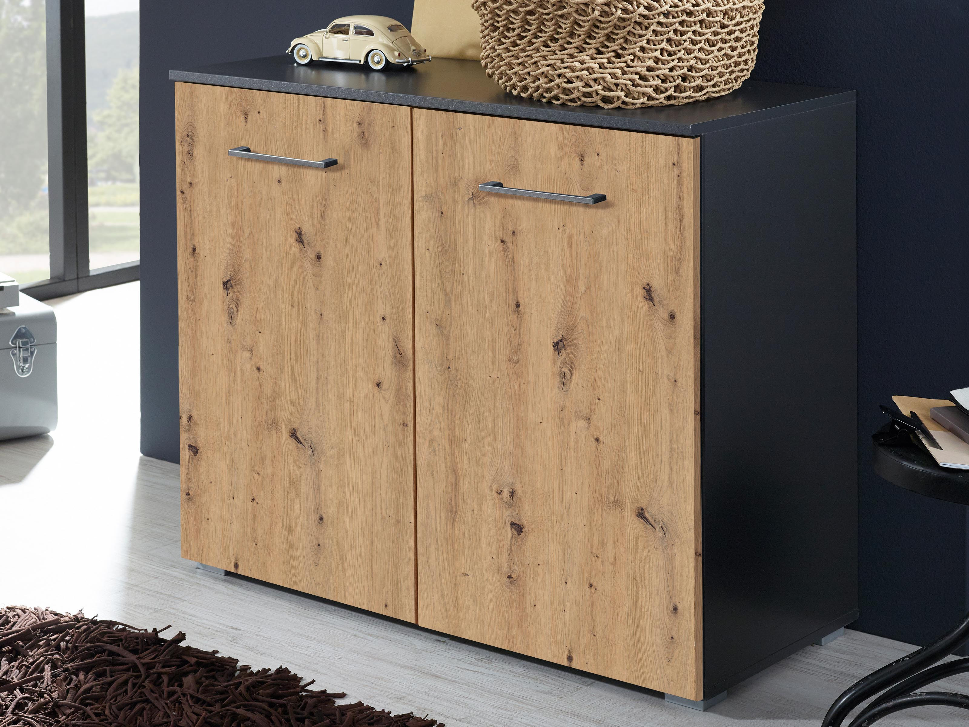 Commode NEVORO 2 deuren artisan eik/metaalgrijs