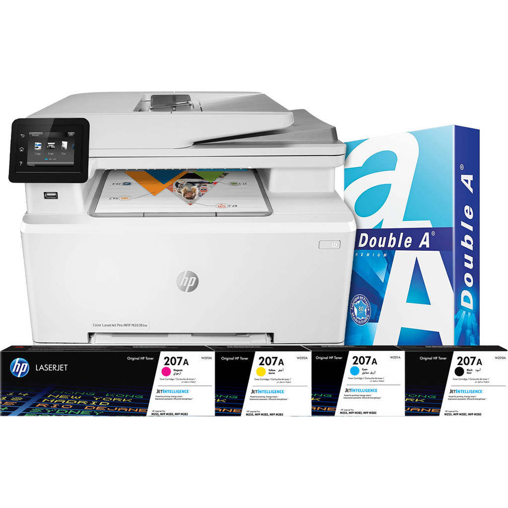 HP Color LaserJet Pro M283fdw MFP + 1 Extra Set Toners + 500