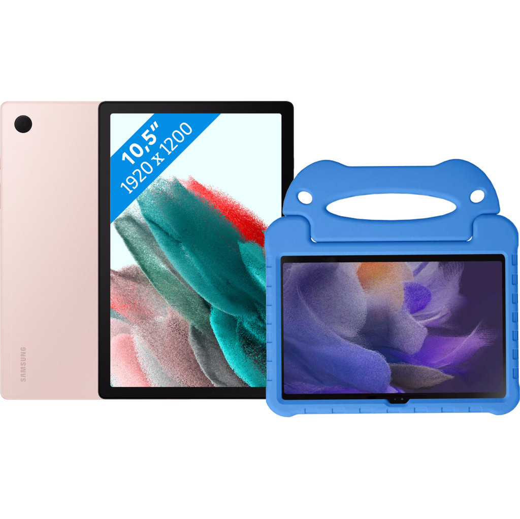 Samsung Galaxy Tab A8 64GB Wifi Roségoud + Just in Case Kids Cover Blauw