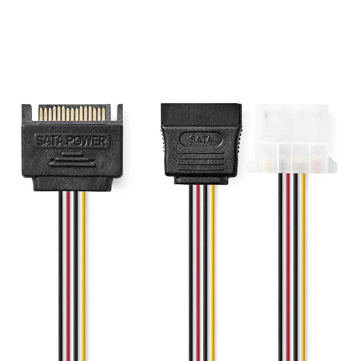 Interne Voedingskabel | SATA 15-Pins Male - SATA 15-Pins Female + Molex Female | 0,15 m | Diverse