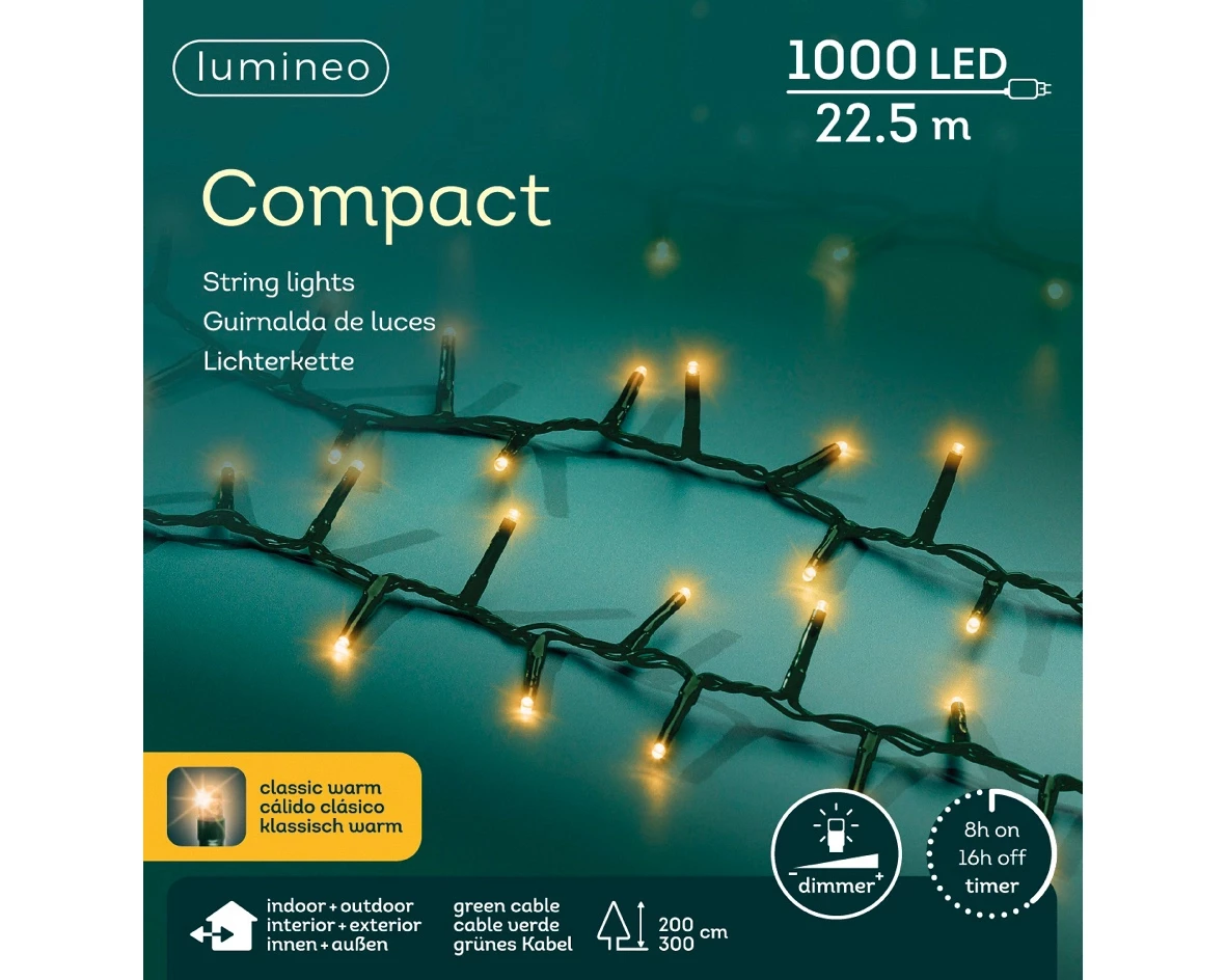 Lumineo Compact ricelights 1000LED 22,5m klassiek warm