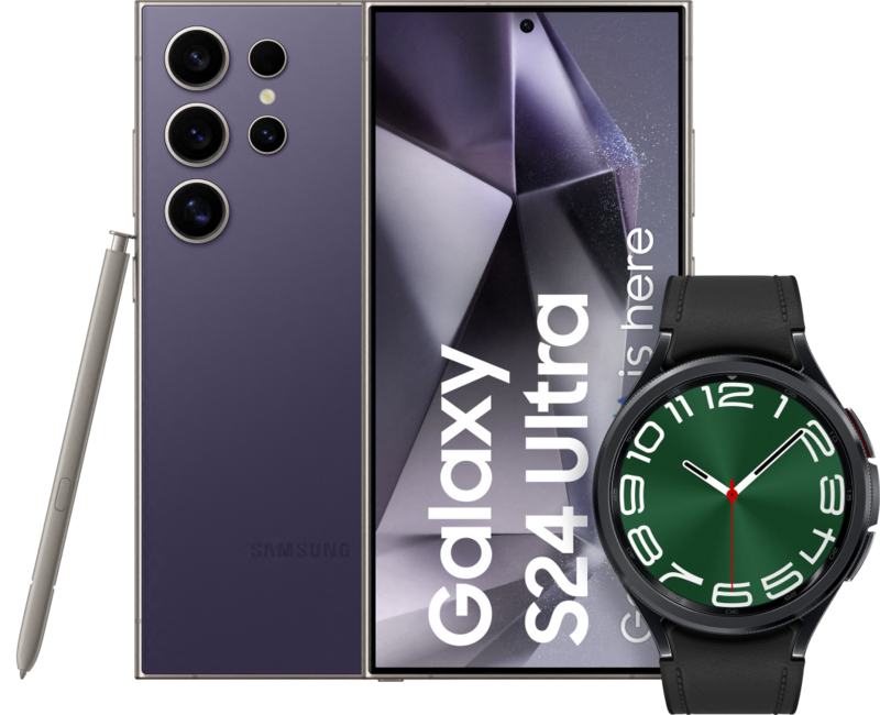 Samsung Galaxy S24 Ultra 256GB Paars 5G + Galaxy Watch 6 Classic Zwart 47mm