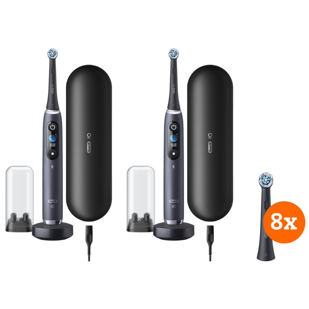 Oral-B iO - 9n Zwart Duo Pack + iO Ultimate Clean opzetborstels (8 stuks)