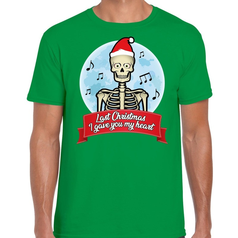 Fout Kerst shirt last christmas i gave you my heart groen heren