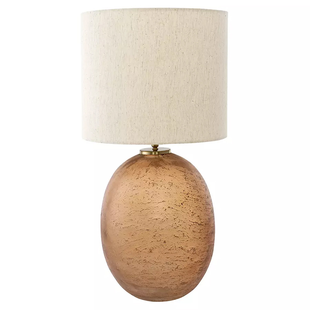 Настольная лампа с тканевым бежевым абажуром на овальном основании Beige Lampshade on Oval Base