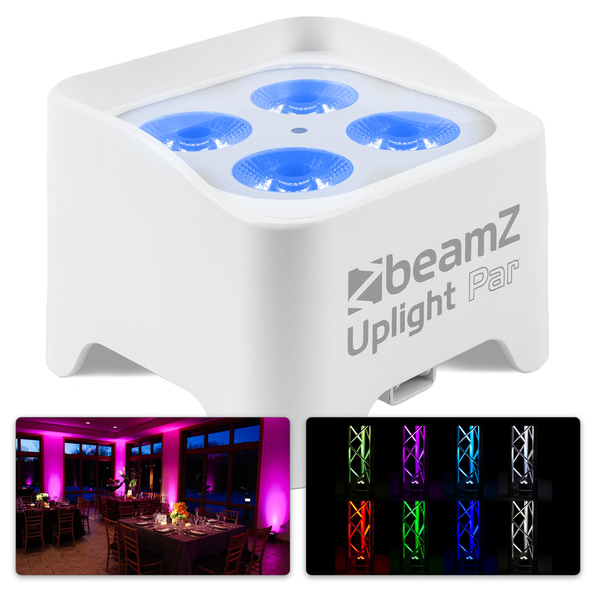 BeamZ BBP90W Uplight PAR spot op accu met 4x 4W LED&apos;s Wit