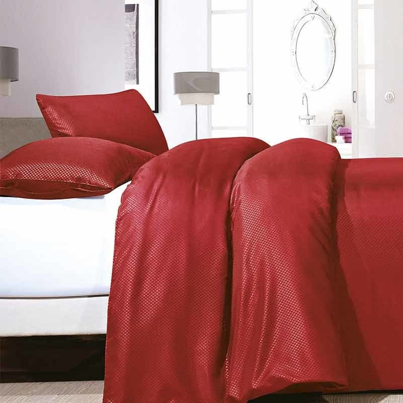 Dekbedovertrek Satin Point - Lits-Jumeaux (240x220 cm) - Rood Microvezel - Dessin: Strepen - Zensation - Dekbed-Discounter.nl