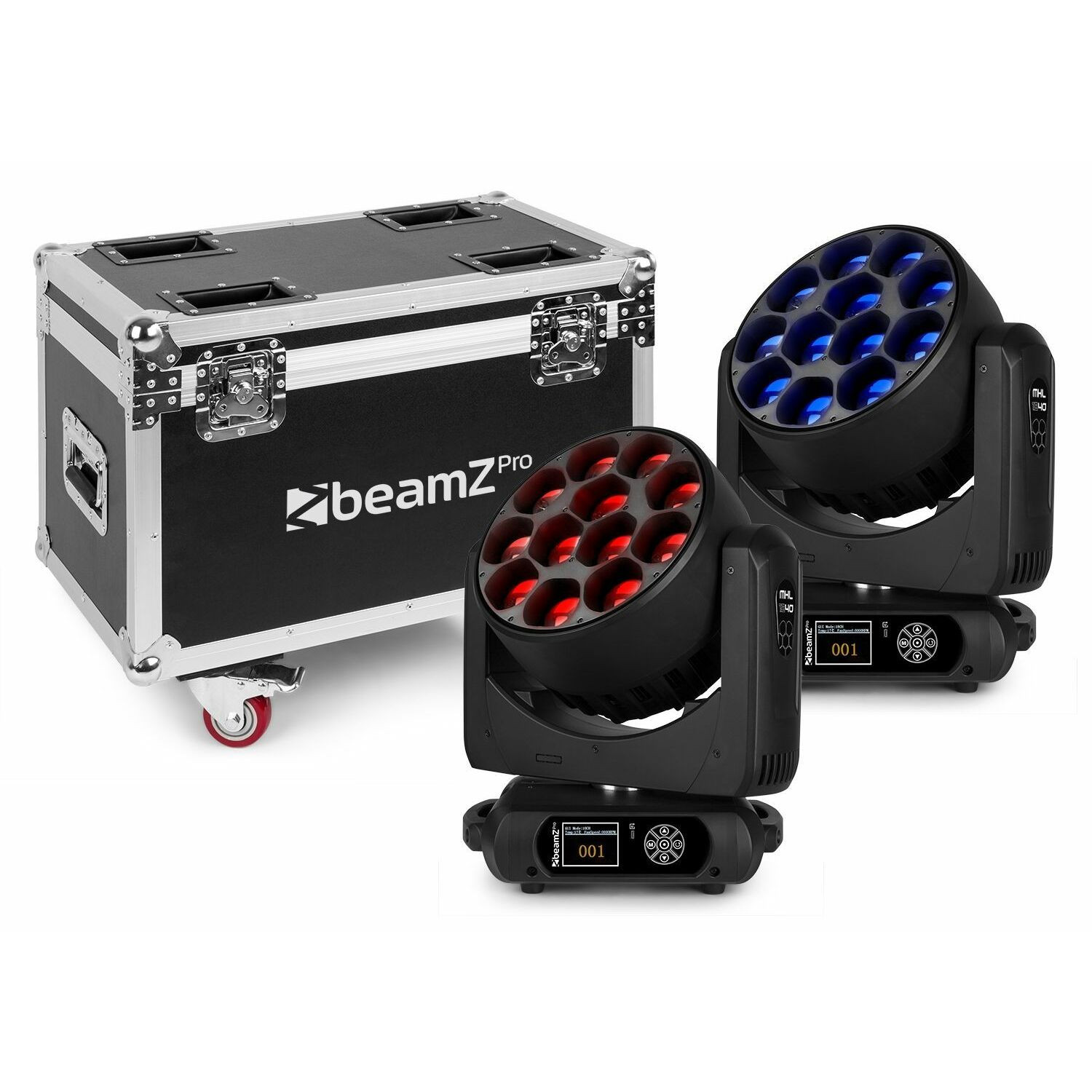 Retourdeal - BeamZ MHL1240 moving head 12x 40W - 2 stuks in flightcase