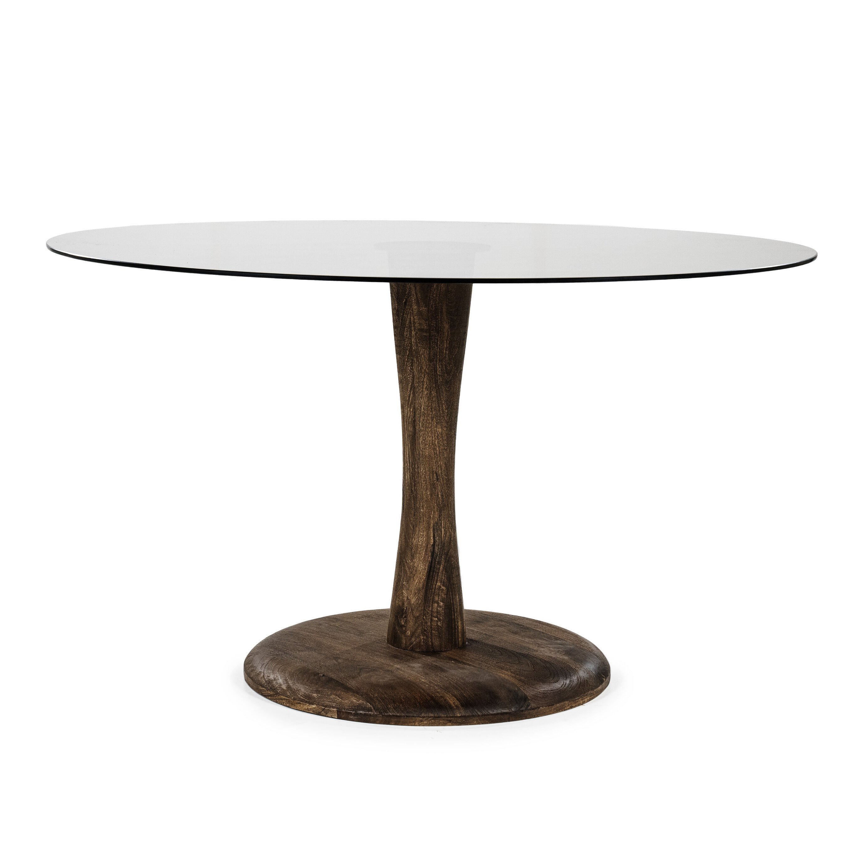 By-Boo Eettafel Boogie Mangohout en glas, 130cm - Rond