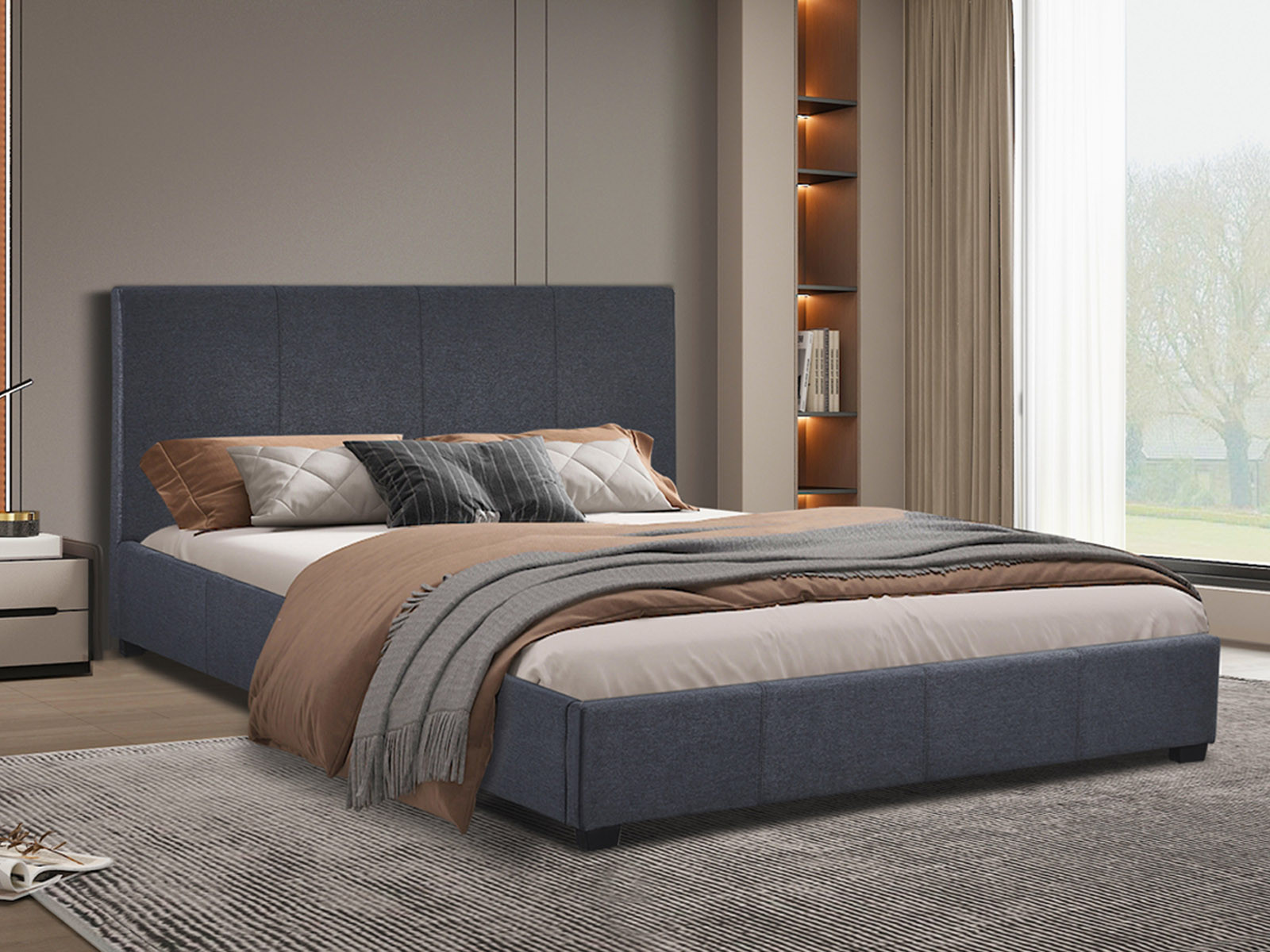 Tweepersoonsbed RODANIA 160x200 cm donkergrijs