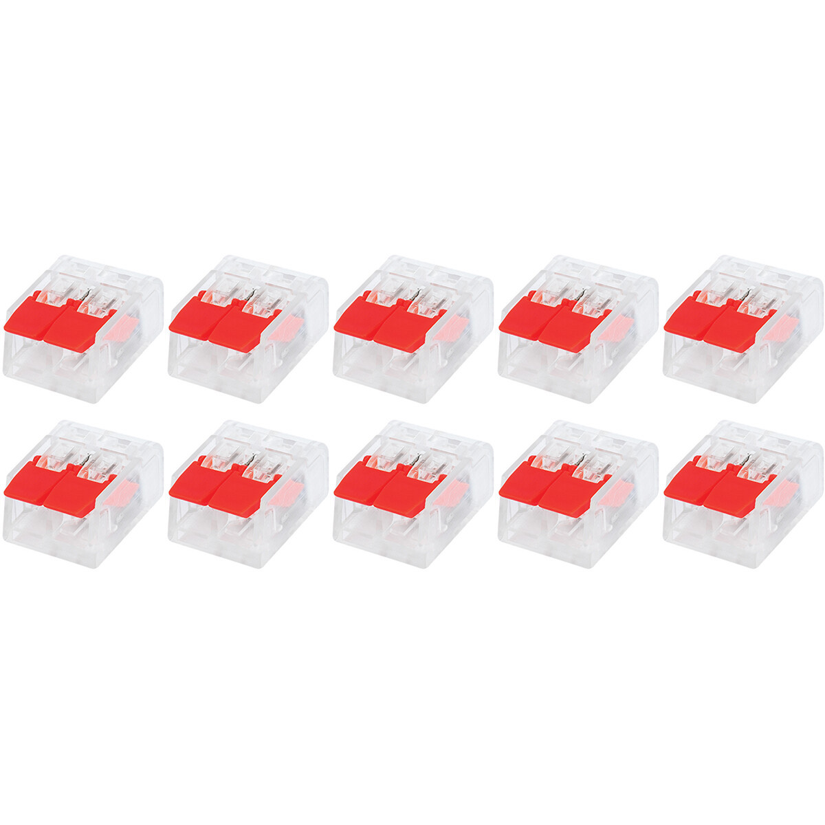 Lasklem Slim Set 10 Stuks - 2 Polig met Klemmetjes - Rood