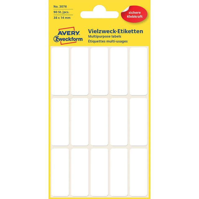 Etiket Avery Zweckform 3076 38x14mm wit 90stuks | 10 stuks