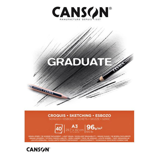 Schetsboek Canson Graduate Croquis A3 96gr 40vel | 5 stuks