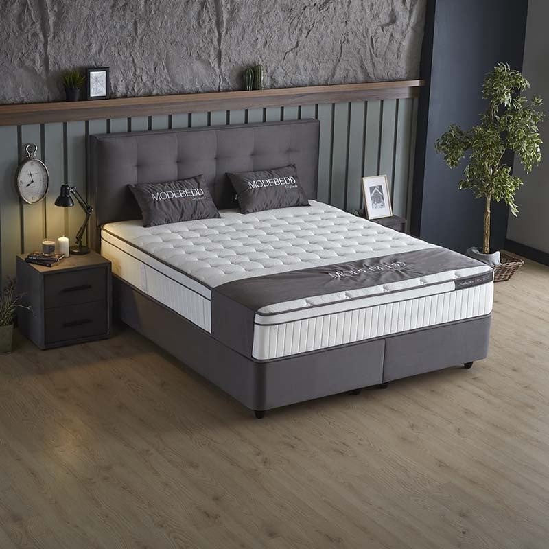 2-Persoons Boxspring met opbergruimte Modebedd - Antraciet - Antraciet 140x200 cm - Pocketvering - Inclusief Topper - Dekbed-Discounter.nl