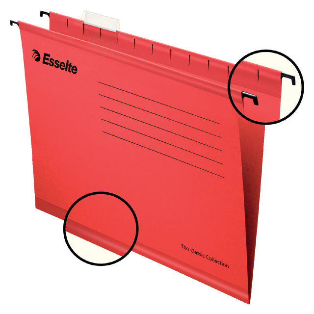 Esselte hangmappen voor laden Classic tussenafstand 330 mm, rood, doos van 25 stuks