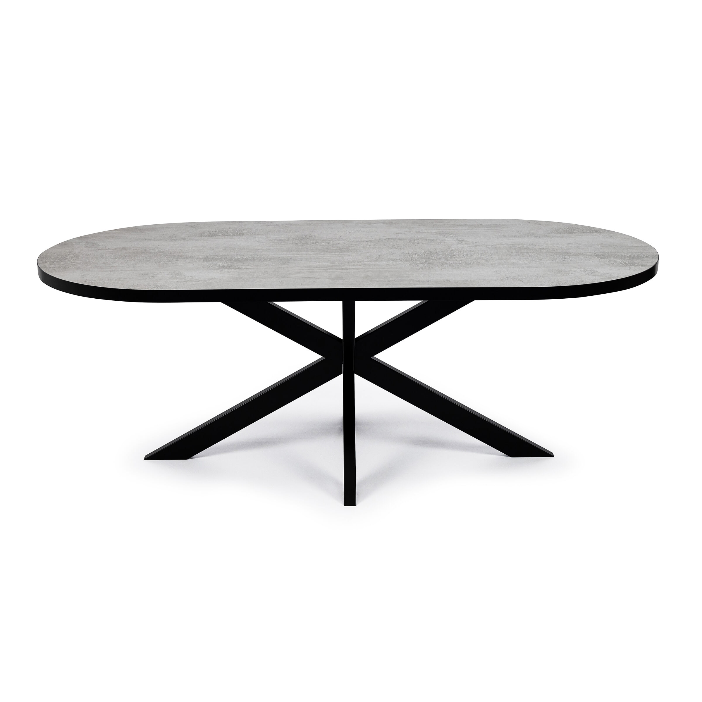 Stalux Plat Ovale eettafel Noud - zwart / beton - Ovaal