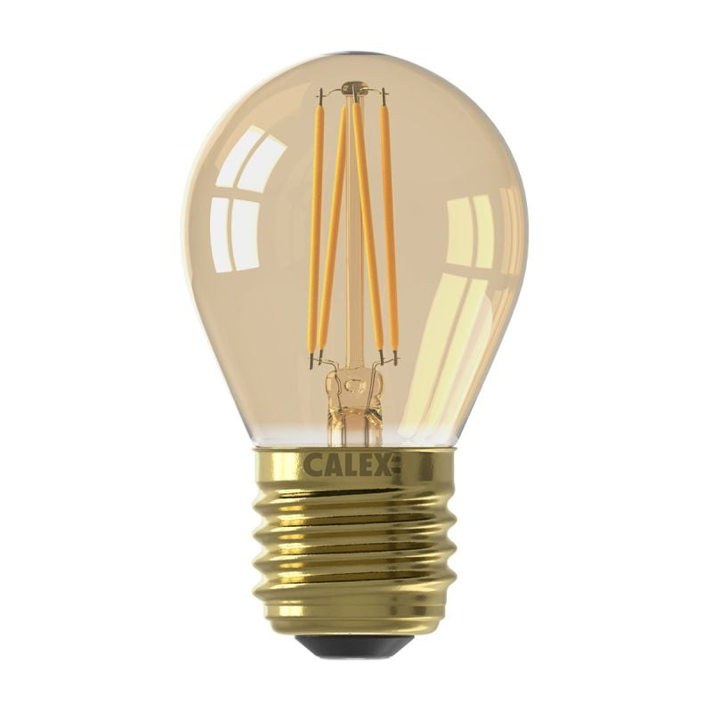 Calex LED volglas Filament Kogellamp 220-240V 3,5W 250lm E27 P45, Goud 2100K CRI80 Dimbaar