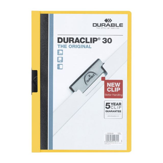 Klemmap Durable Duraclip A4 3mm 30 vellen geel | 25 stuks