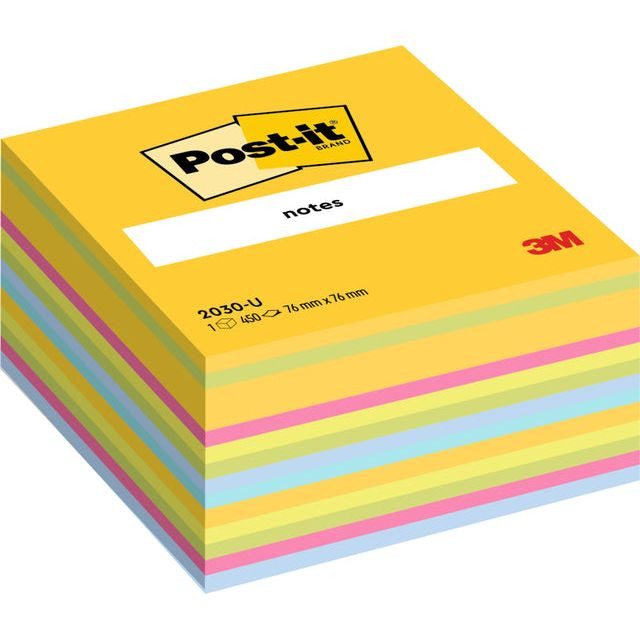 Post-it Notes kubus, 450 vel, ft 76 x 76 mm, geassorteerde kleuren ultra