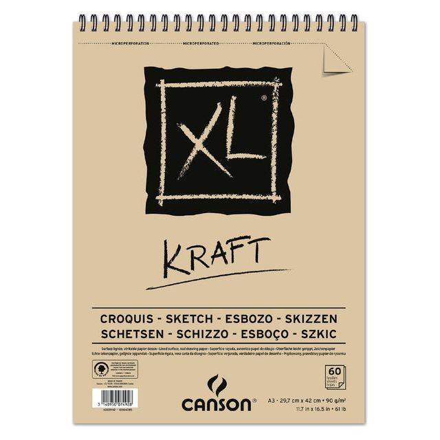 Schetsblok Canons XL Kraft A3 spiraal 60v 90gr