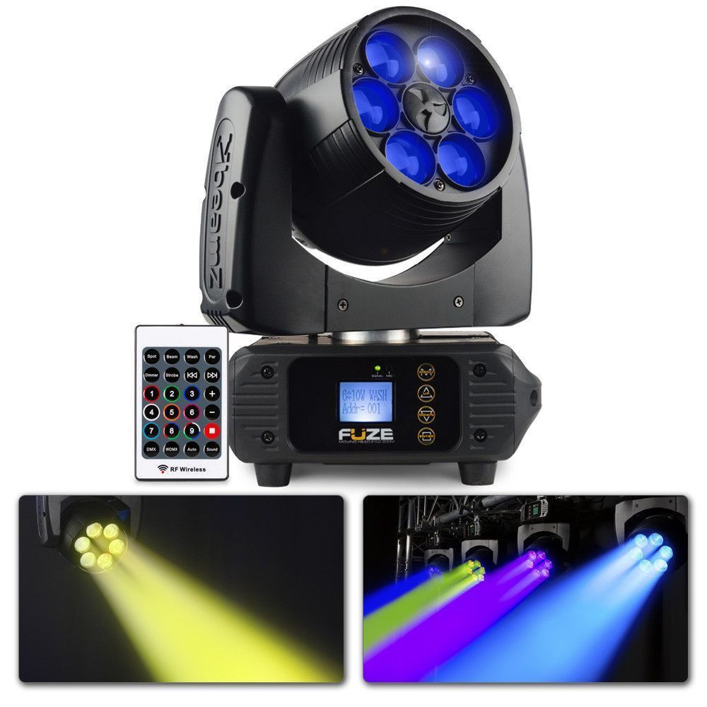 BeamZ FUZE610Z Wash moving head met 6x 10W LED&apos;s en zoom