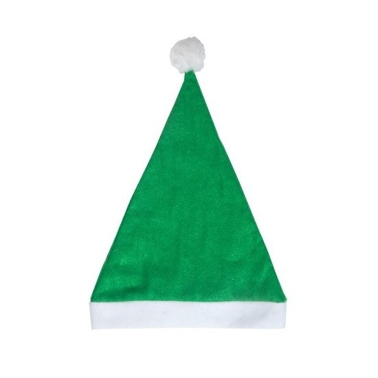 Voordelige kerstmuts - groen - voor volwassenen - polyester - 59 cm - kerstaccessoires