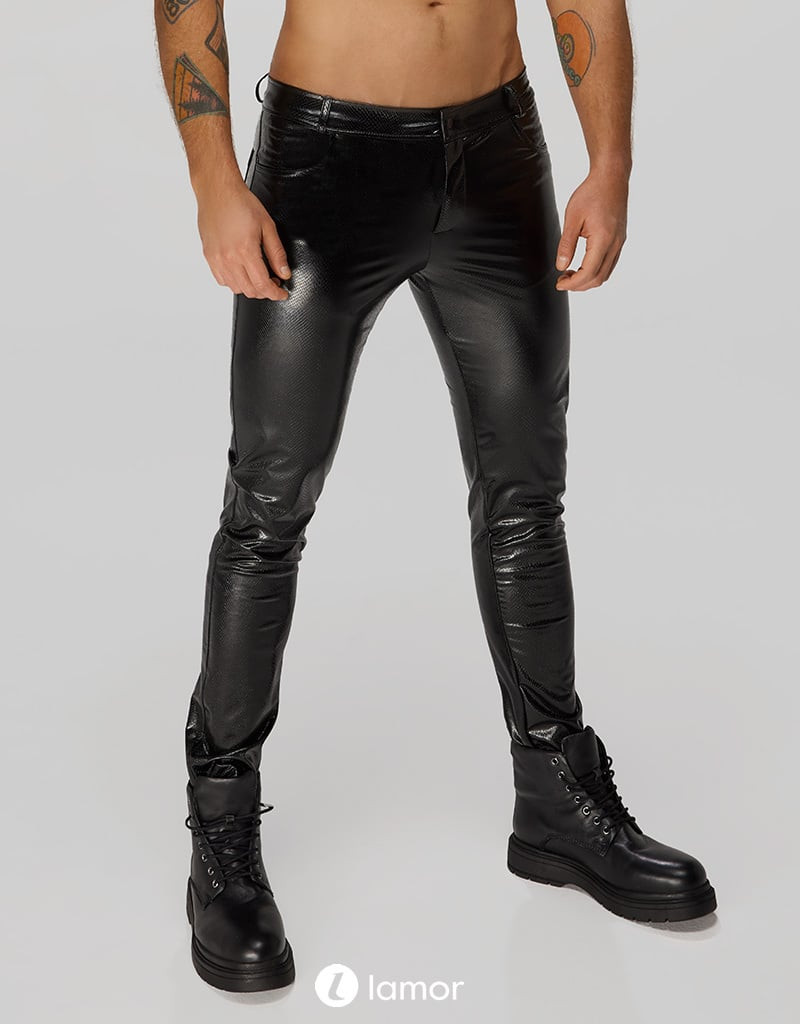 * NOIR handmade Wetlook Heren broek, H067