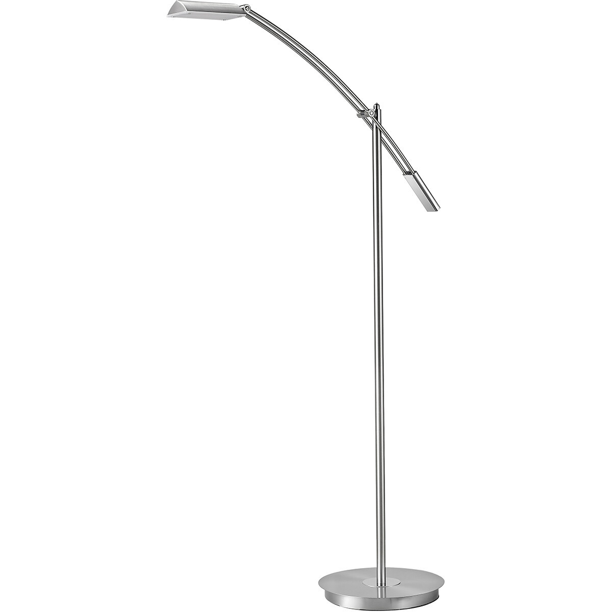 LED Vloerlamp - Trion Veroni - 12W - Warm Wit 3000K - Dimbaar - Rechthoek - Mat Nikkel - Aluminium