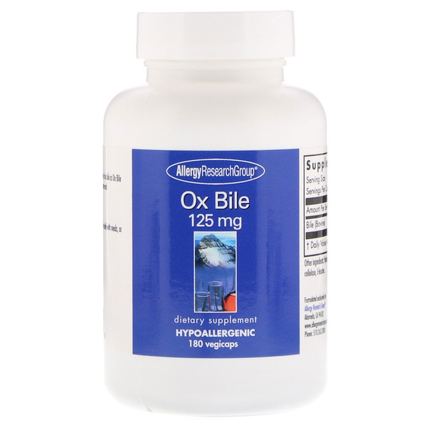 Ox Bile 125 mg 180 Vegicaps - Allergy Research Group