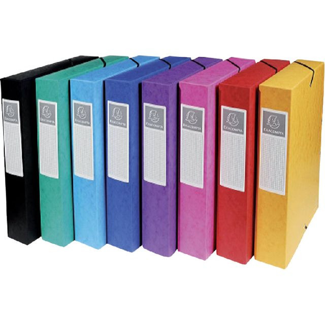 Exacompta elastobox Exabox 8 geassorteerde kleuren: geel, rood, roze, paars, blauw, turquoise, groen e...